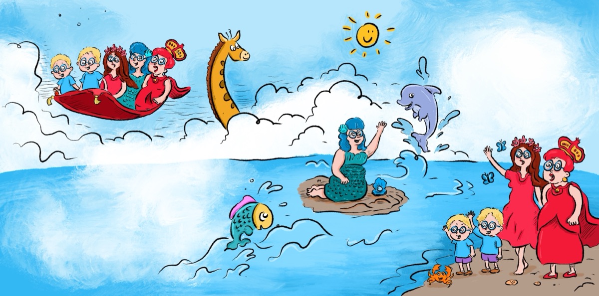 The blue kingdom in The Magic Carpet and the Colorful Glasses