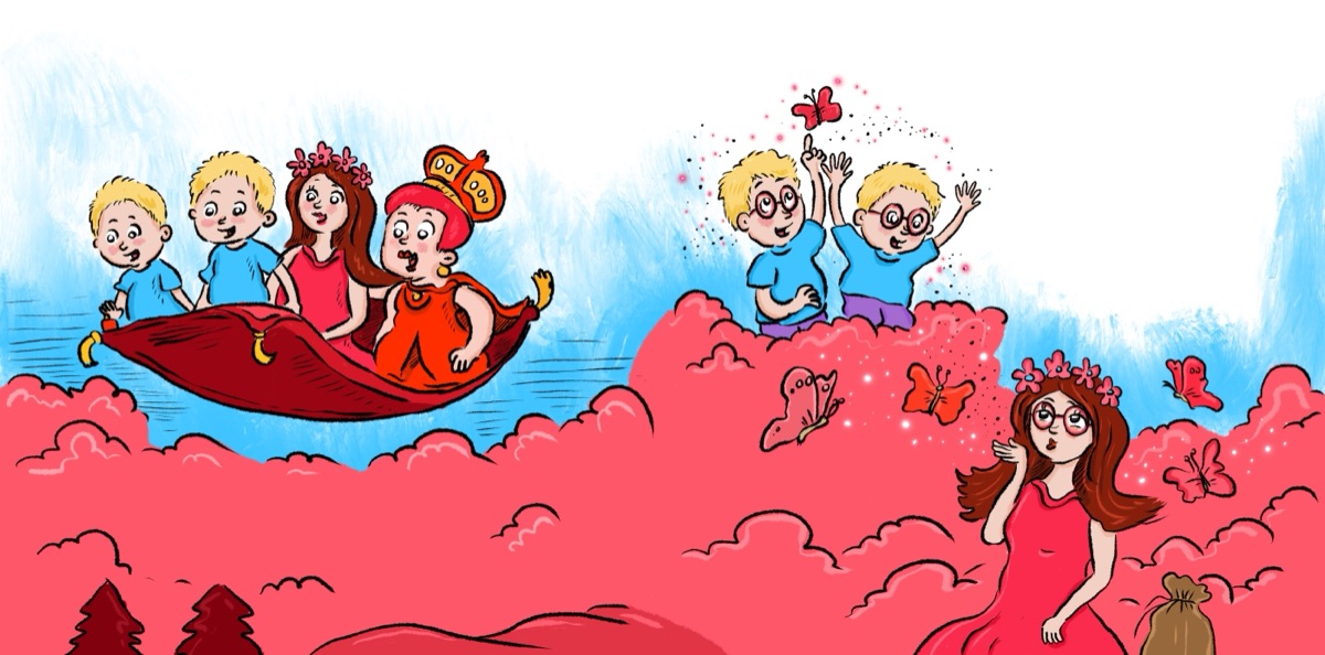 The pink kingdom in The Magic Carpet and the Colorful Glasses